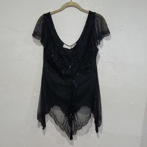 Vintage Scala Black Beaded Top Size L